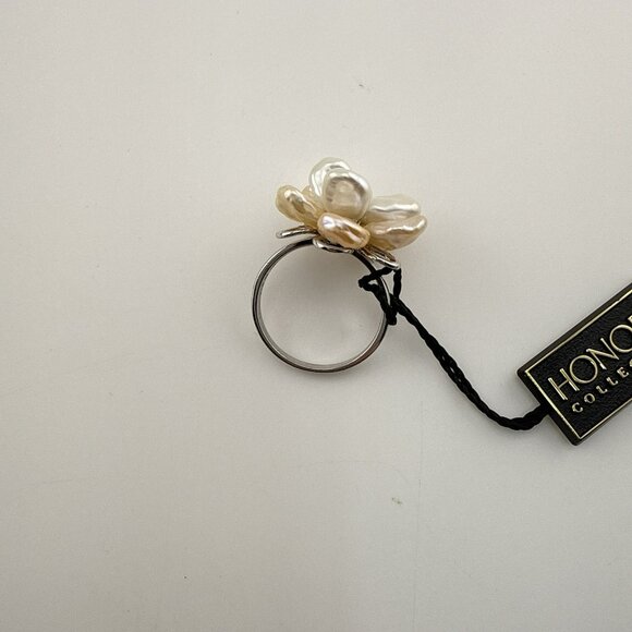 Honora Pearl Ring Flower Floral Sterling Silver 925 sz 8 Cluster Layer Pastel - Picture 6 of 11